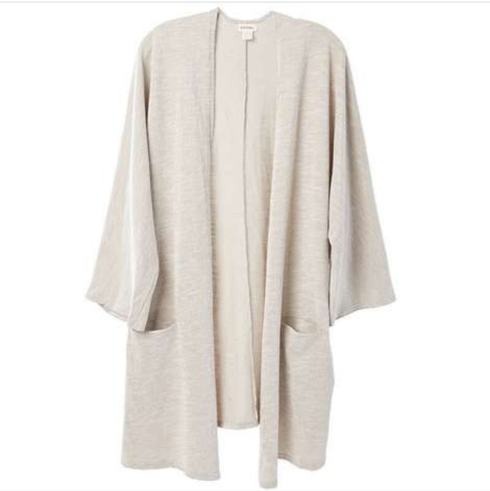 2/$80! DONNI Ribbed Grey and White Striped Open Sweater - Picture 5 of 13